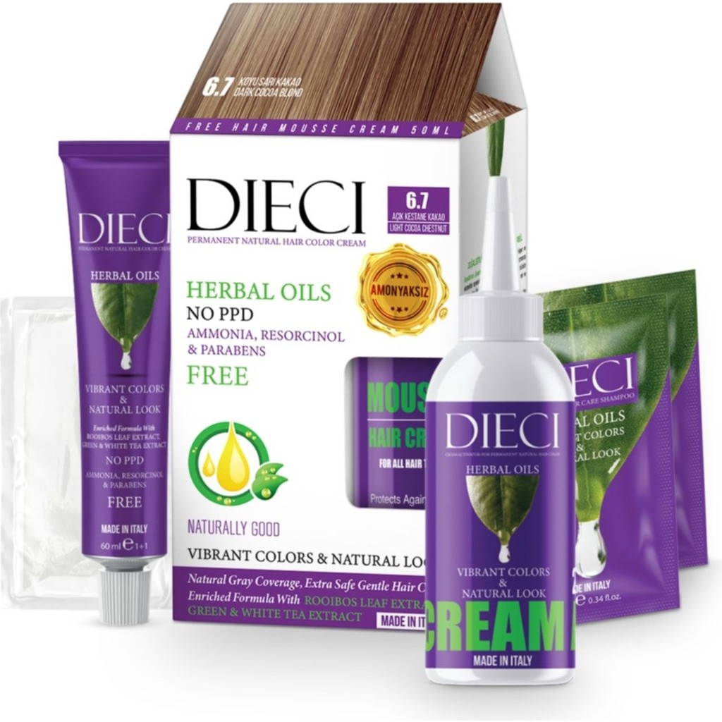 DIECI Amonyaksız Kit Saç Boyası 6.7 Koyu Sarı Kakao Dark Cocoa Blond Saç Boyası Fiyatı