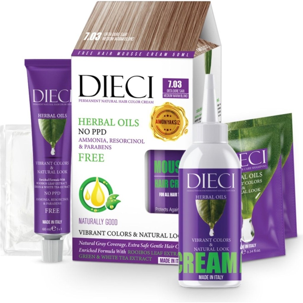 DIECI Amonyaksız Kit Saç Boyası 7.03 Orta Dore Sarı Saç Boyası Fiyatı