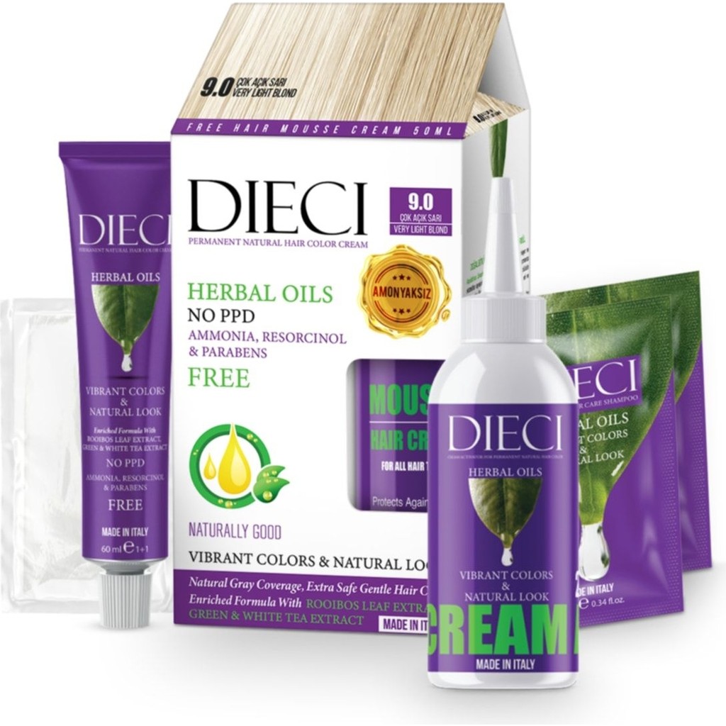 DIECI Amonyaksız Kit Saç Boyası 9.0 Çok Açık Sarı Very Lıght Blond Saç Boyası Fiyatı