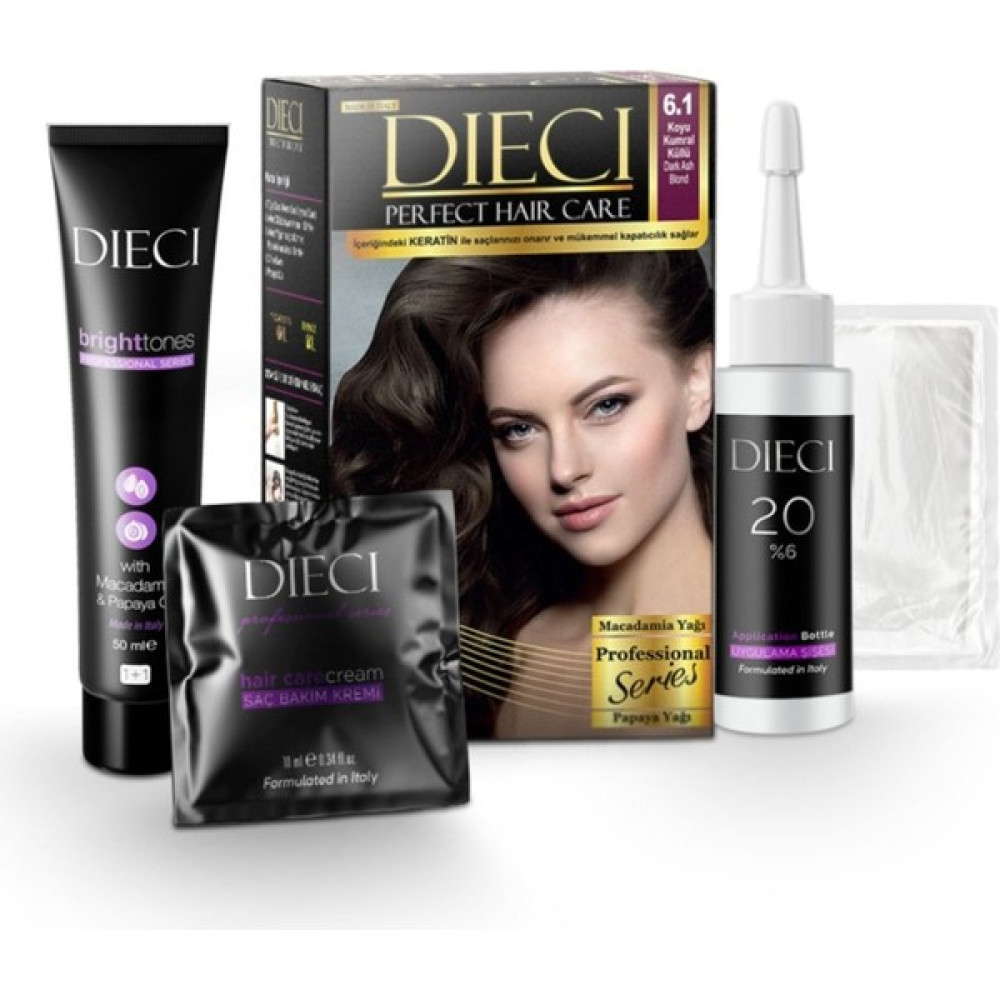 DIECI Kit Saç Boyası 6.1 Koyu Kumral Küllü Dark Ash Blond Saç Boyası Fiyatı