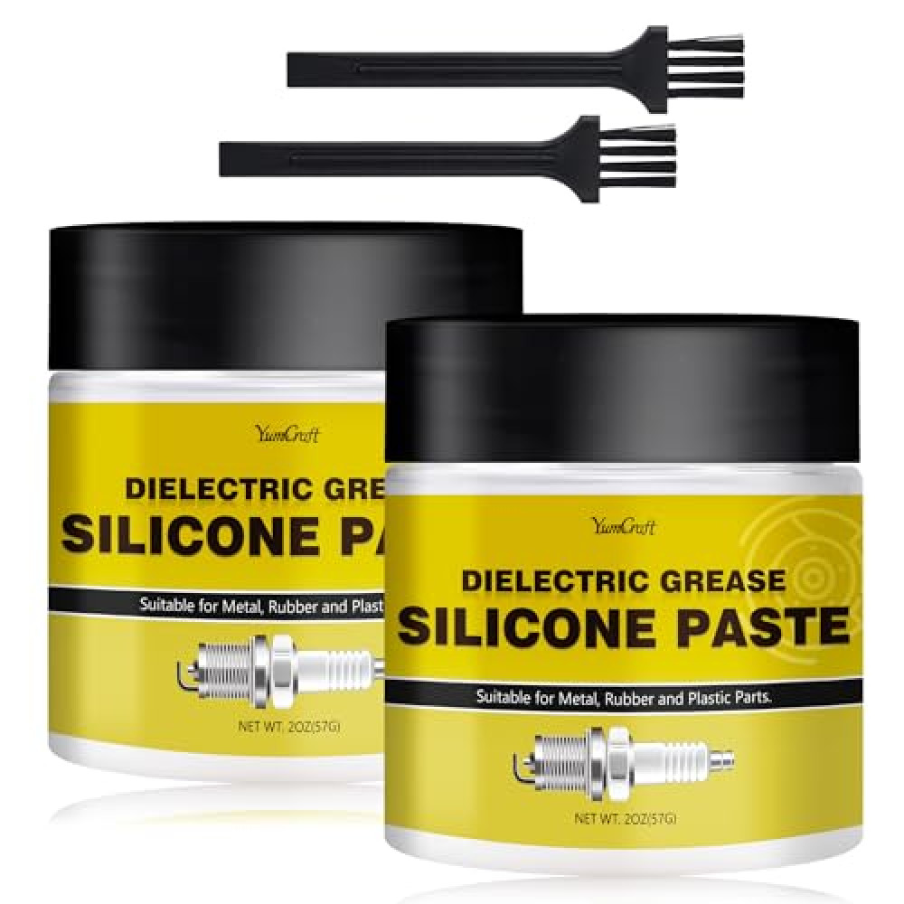 Dielectric Grease Kit, 4oz Silicone Paste - Silicone Brake Grease with Brush, Sealant Brake Lubricant Oil - Plumbers Grease for O-Rings, Automotive Electrical Connectors, Spark Plug, Marine, Universal