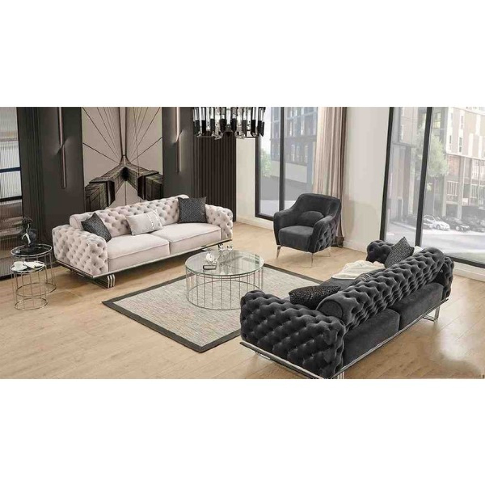 Diev Home Zümrüt Koltuk Takımı - Krem - Gri Koltuk Takımı / Seti Fiyatı