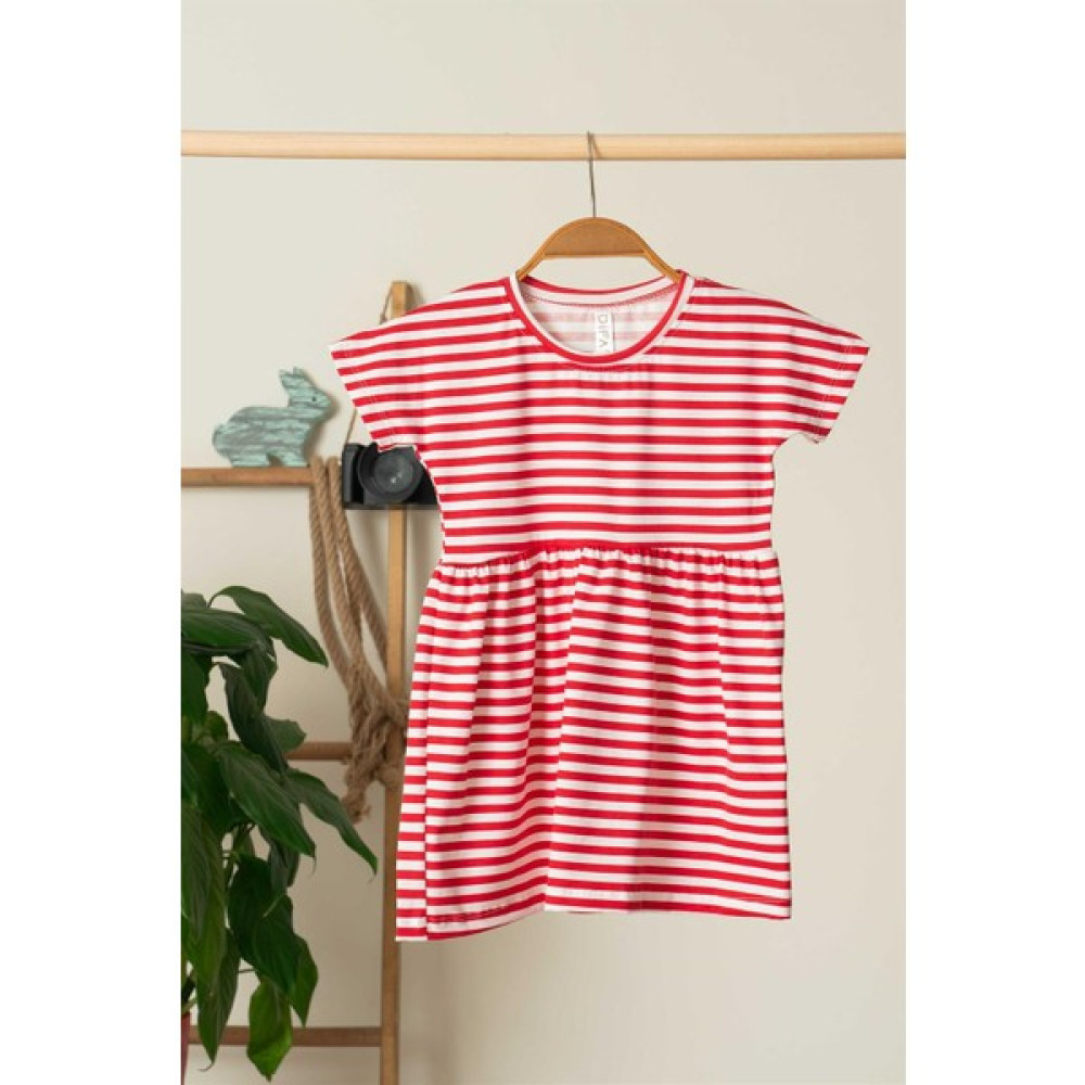 Difa Kids Çizgili 7-10 Yaş Kız Çocuk Elbise Kız Çocuk Elbise Fiyatı