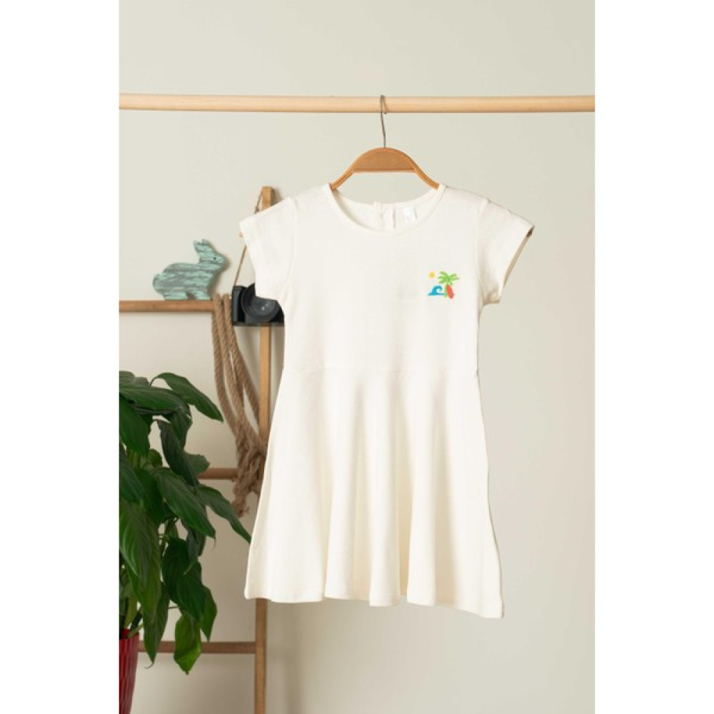 Difa Kids Yaprak Nakışlı 7-10 Yaş Kız Çocuk Elbise Kız Çocuk Elbise Fiyatı