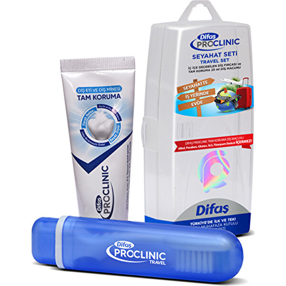 Difaş Pro Clinic Diş Fırçası ve Tam Koruma Diş Macunu 25 ml Kutulu Seyahat Diş Seti Diş Macunları Fiyatı