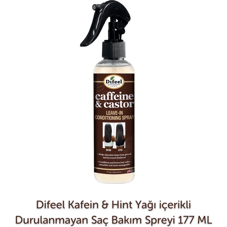 Difeel Caffeine & Castor Durulanmayan Saç Bakım Spreyi 177ml Saç Bakım Maskeleri & Serumlar & Spreyler Fiyatı