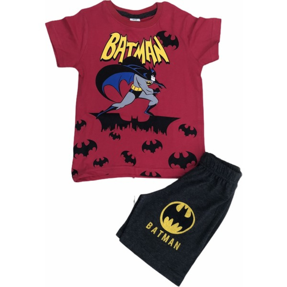 Dıgıl Kids Çocuk Penye Şortlu Takım Batman Kırmızı Unisex Erkek Çocuk Giyim Takımı Fiyatı