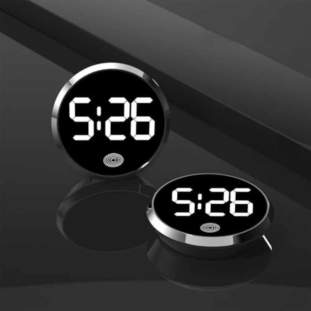 Digital Clock for Car Dashboard, Stick On Dashboard Car Clock, Touch-Activated Watch with LED Time Display for Car Boat Bike Truck, Adjustable Brightness, Ideal for Bedroom or Office (C)