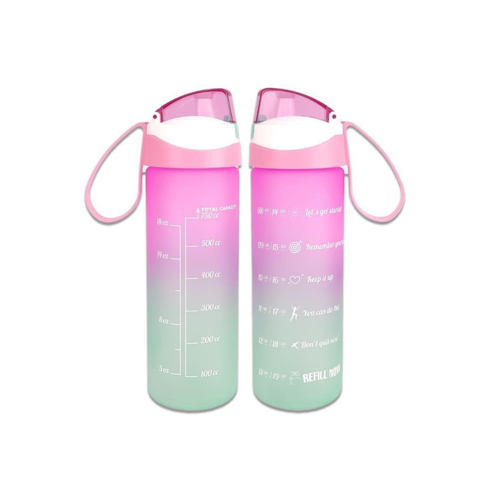 Digithome 750 ml Çift Renk Ölçü Baskılı Motivasyon Sağlıklı Plastik Su Şişesi Pembe – 161670-161 C1-1-139 Matara Fiyatı