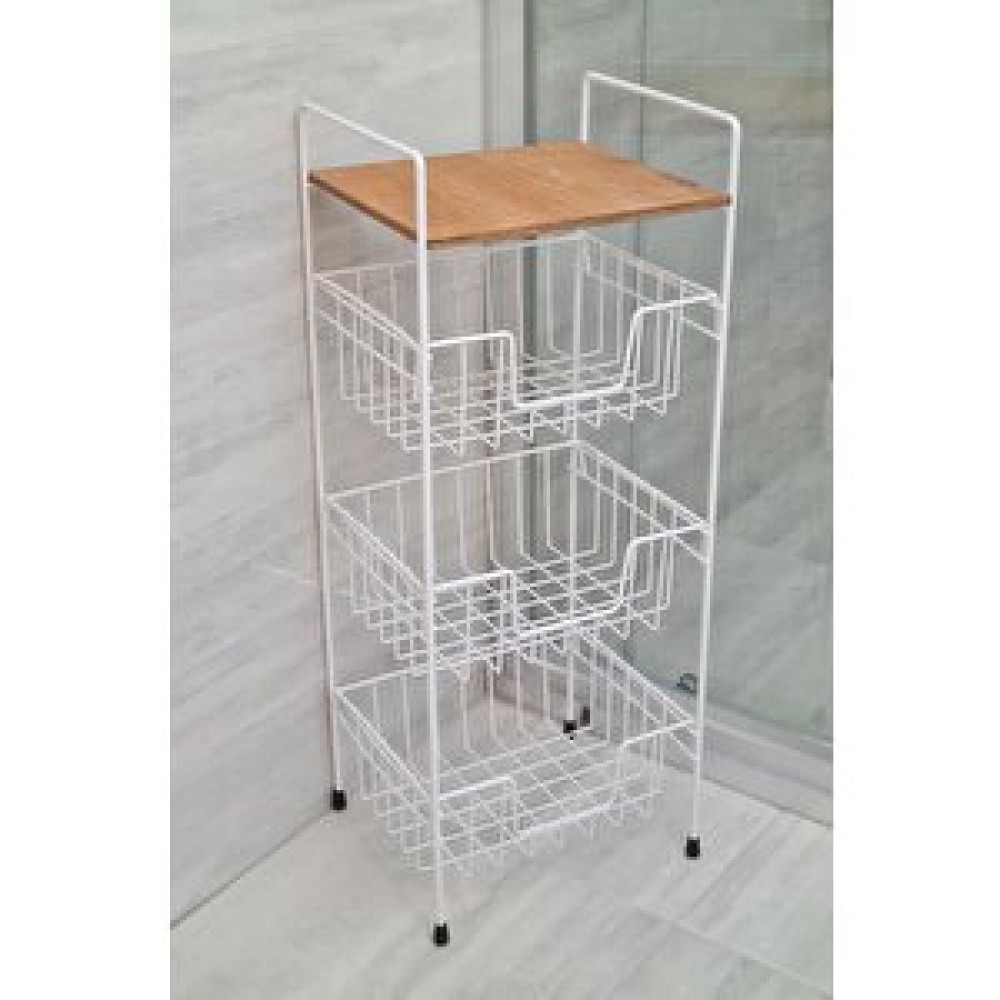 Digithome Ahşap Metal Çok Amaçlı 3 Katlı Banyo Düzenleyici Organizer Ceviz Raflı - Beyaz – Mrs-001 - Hyt Banyo Dolabı / Mobilyası Fiyatı
