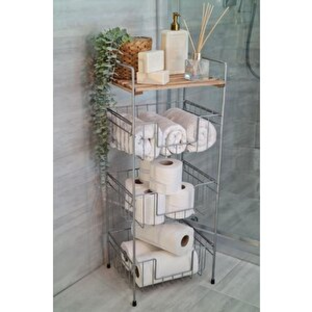Digithome Ahşap Metal Çok Amaçlı 3 Katlı Banyo Düzenleyici Organizer Gri - Ni22raf002-krm Banyo Dolabı / Mobilyası Fiyatı