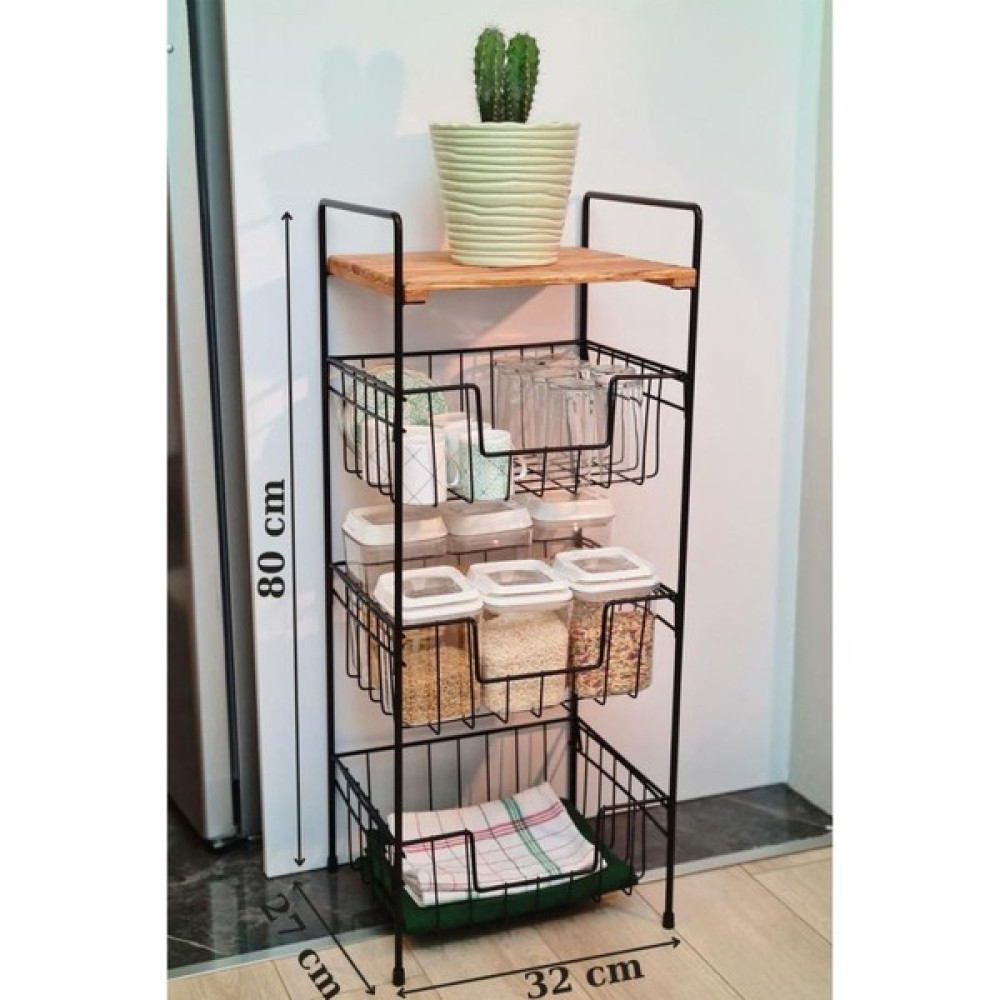 Digithome Ahşap Metal Çok Amaçlı 3 Katlı Mutfak Dolap Rafı Organizer - Nİ22RAF002 Duvar Rafı Fiyatı