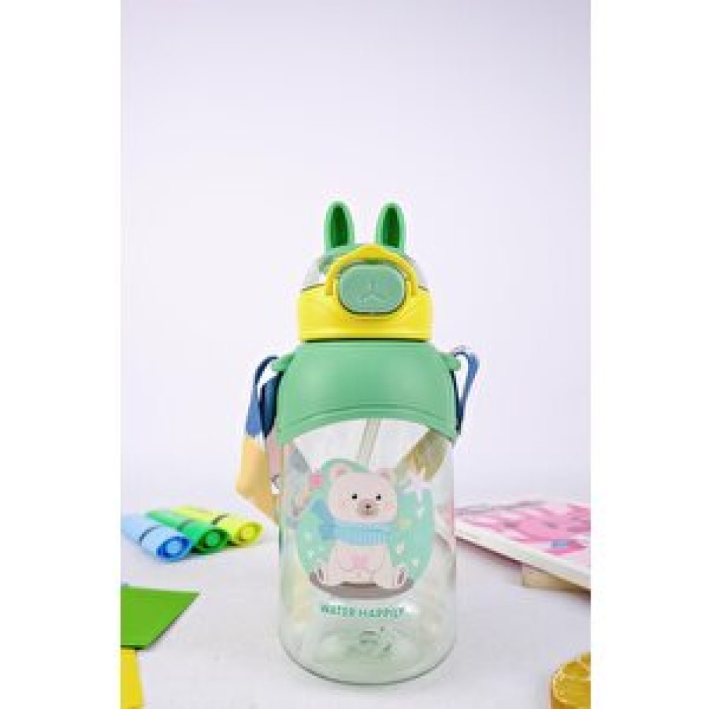 Digithome Ayı Desenli Askılı Sağlıklı Polikarbon Matara Suluk 750 Ml Yeşil – H2o76036 C1-1-18 Matara Fiyatı