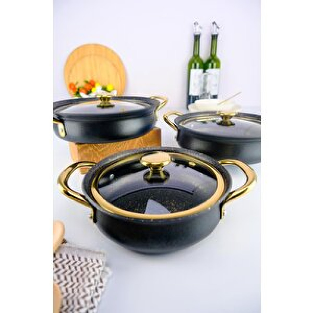 Digithome Bakraç 6 Parça Granit Sahan Seti Siyah 152.3724.black C1-1-71 - Hyt Tencere / Tava Setleri Fiyatı
