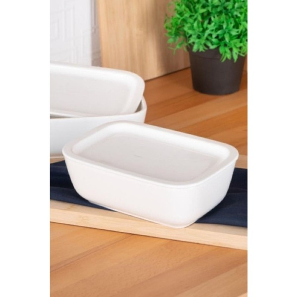 Digithome Bianco Perla Porselen Kapaklı Fırın Kabı Dikdörtgen Beyaz 19 cm - SCT-05427 Tepsiler / Fırın Kapları Fiyatı