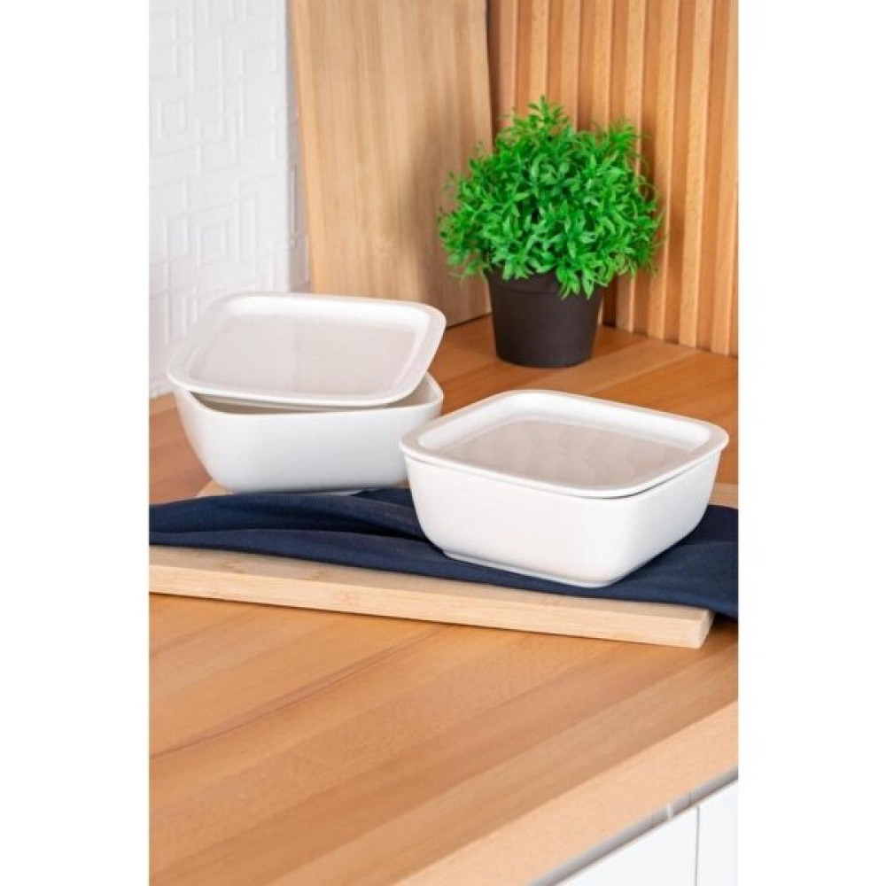 Digithome Bianco Perla Porselen Kapaklı Fırın Kabı Kare Beyaz 14 cm - SCT-05430 Tepsiler / Fırın Kapları Fiyatı