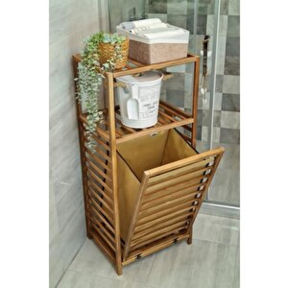 Digithome Ceviz Rengi Ahşap Kirli Sepetli Banyo Düzenleyici Raf – Cvz01 Banyo Dolabı / Mobilyası Fiyatı
