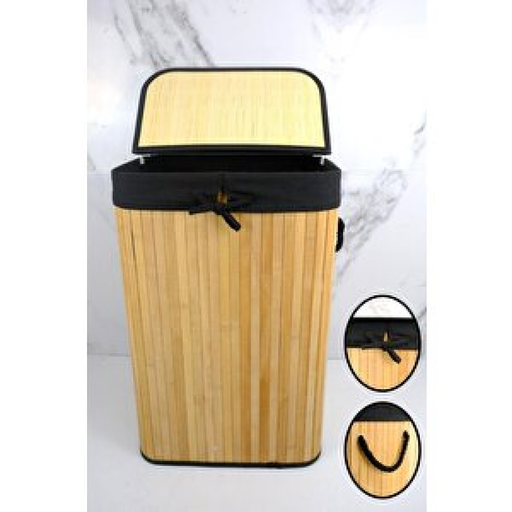 Digithome Dikdörtgen Bambu Çamaşır Sepeti Naturel Cl-6002-8 C1-1-121 Çamaşır Sepeti Fiyatı
