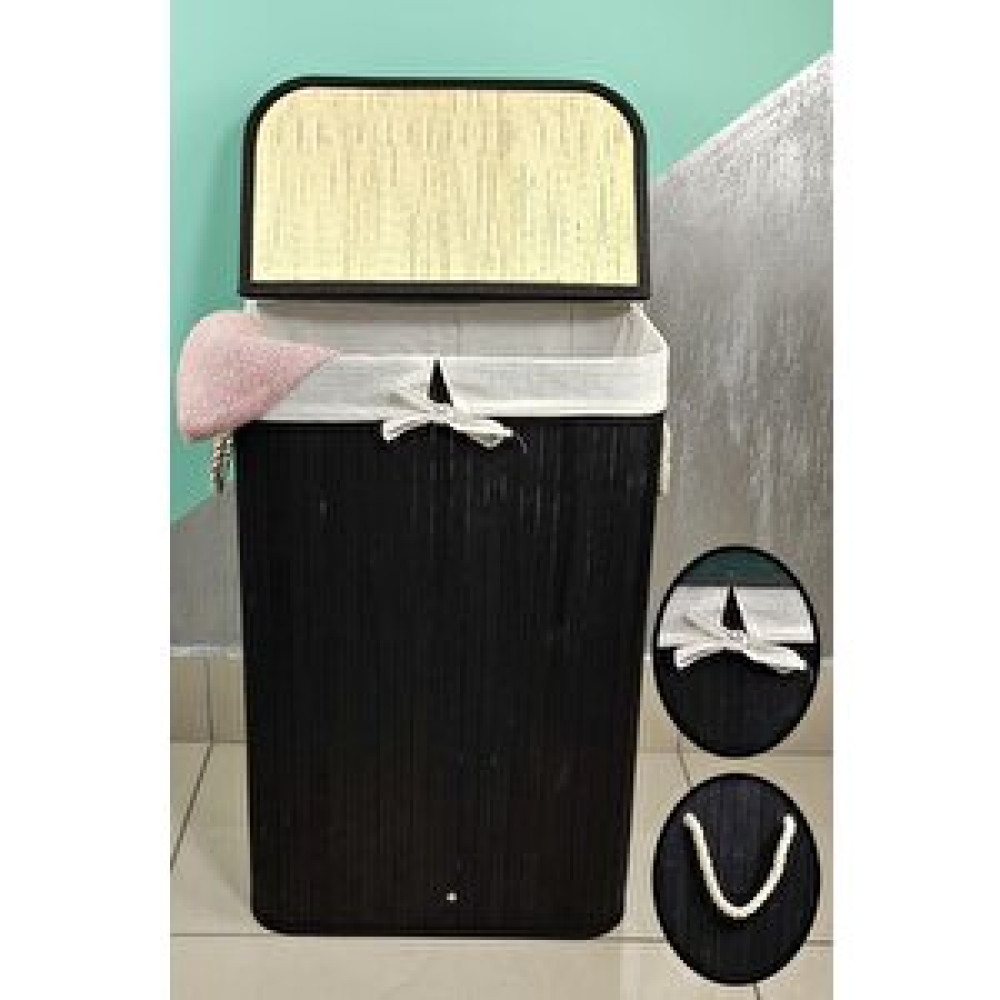 Digithome Dikdörtgen Bambu Çamaşır Sepeti Siyah - Cl-6002-05 Çamaşır Sepeti Fiyatı