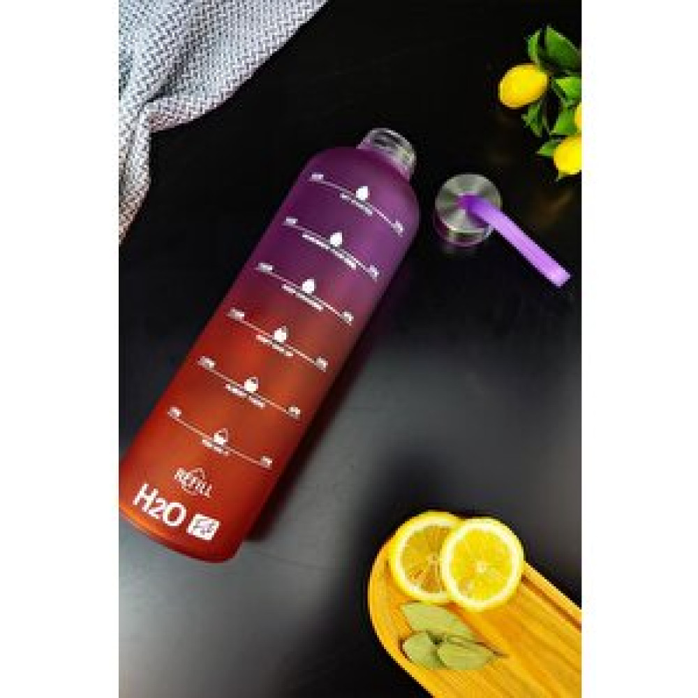 Digithome H2o Çift Renkli Motivasyon Cam Matara Su Şişesi 1000 Cc Mor - H2o87181 - Hyt C1-1-18 Matara Fiyatı