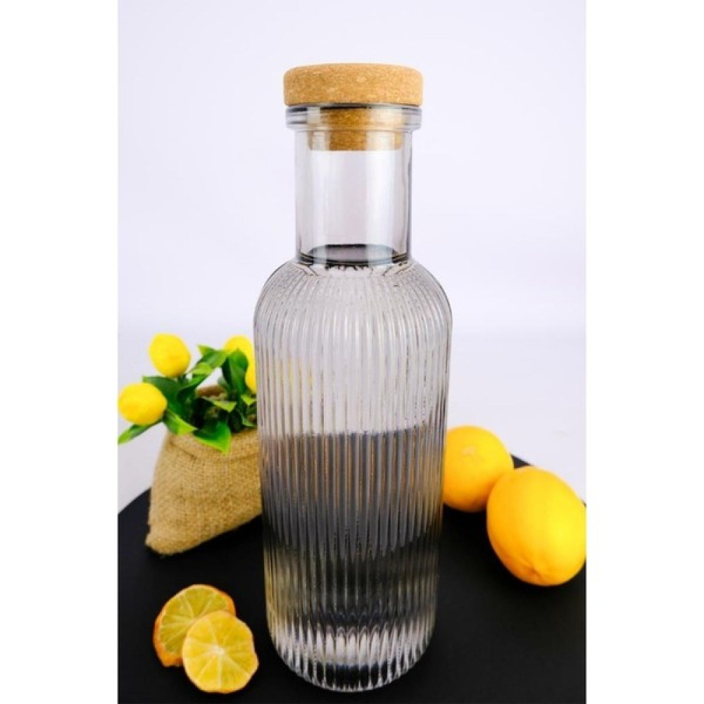 Digithome H2O Mantar Kapaklı Cam Su Şişesi Başucu Sürahisi 1000 ml Gri - H2O89104 C1-1-18 Sürahi Fiyatı