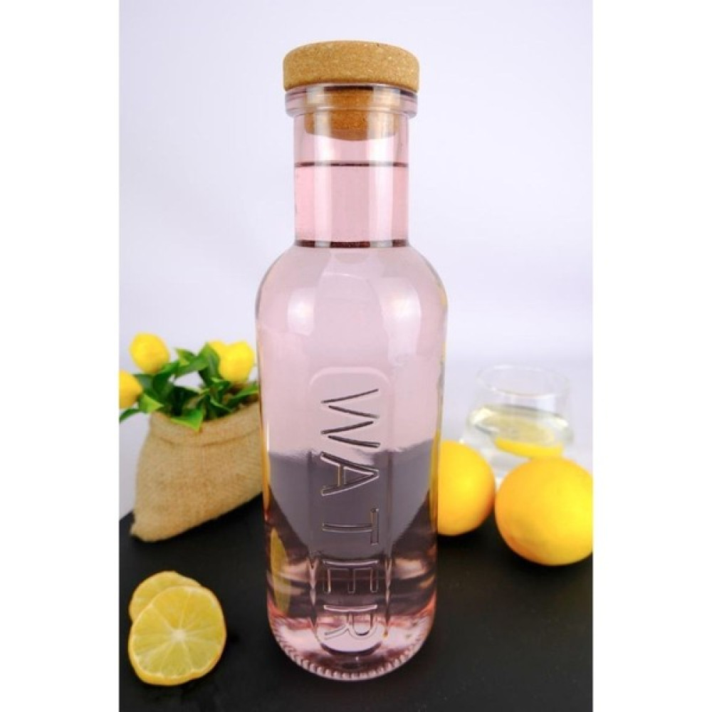 Digithome H2O Mantar Kapaklı Cam Su Şişesi Başucu Sürahisi 1000 ml Pembe - H2O89106 C1-1-18 Sürahi Fiyatı