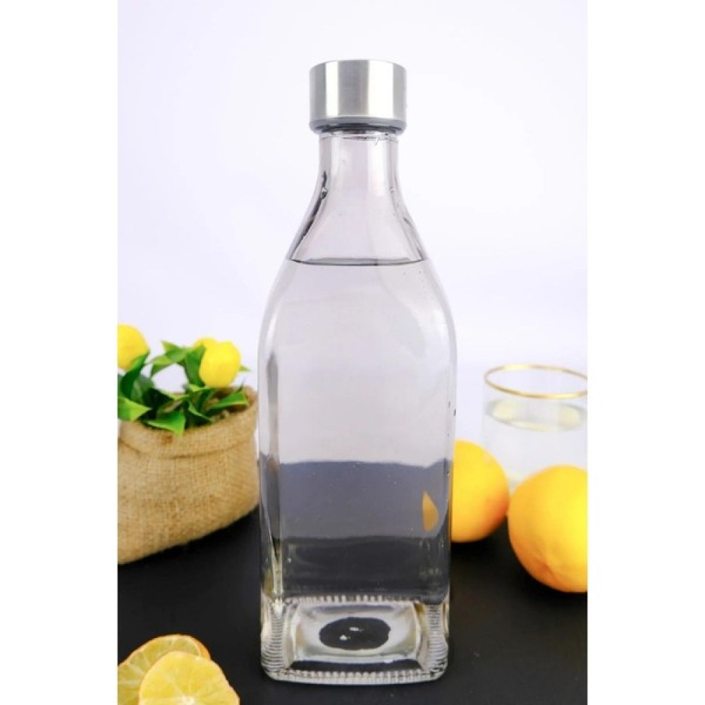 Digithome H2O Metal Kapaklı Cam Su Şişesi Başucu Sürahisi 1000 ml Gri - H2O89103 C1-1-18 Sürahi Fiyatı