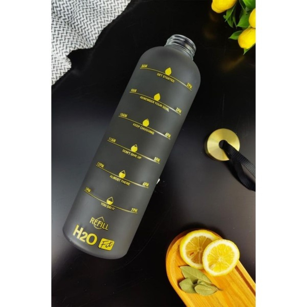 Digithome H2O Motivasyon Cam Matara Su Şişesi 1000 cc Gri - H2O87191 Matara Fiyatı