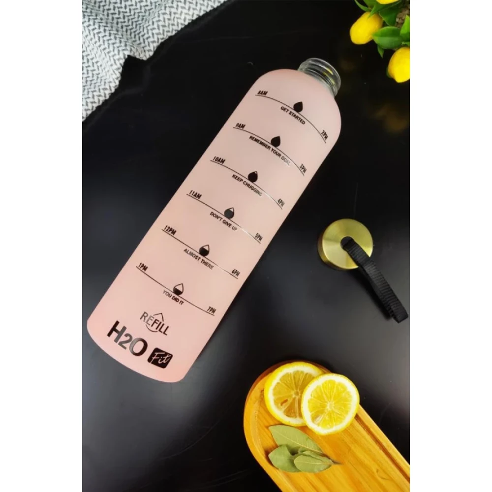 Digithome H2o Motivasyon Cam Matara Su Şişesi 1000 Cc Pembe - H2o87193 - Hyt Matara Fiyatı