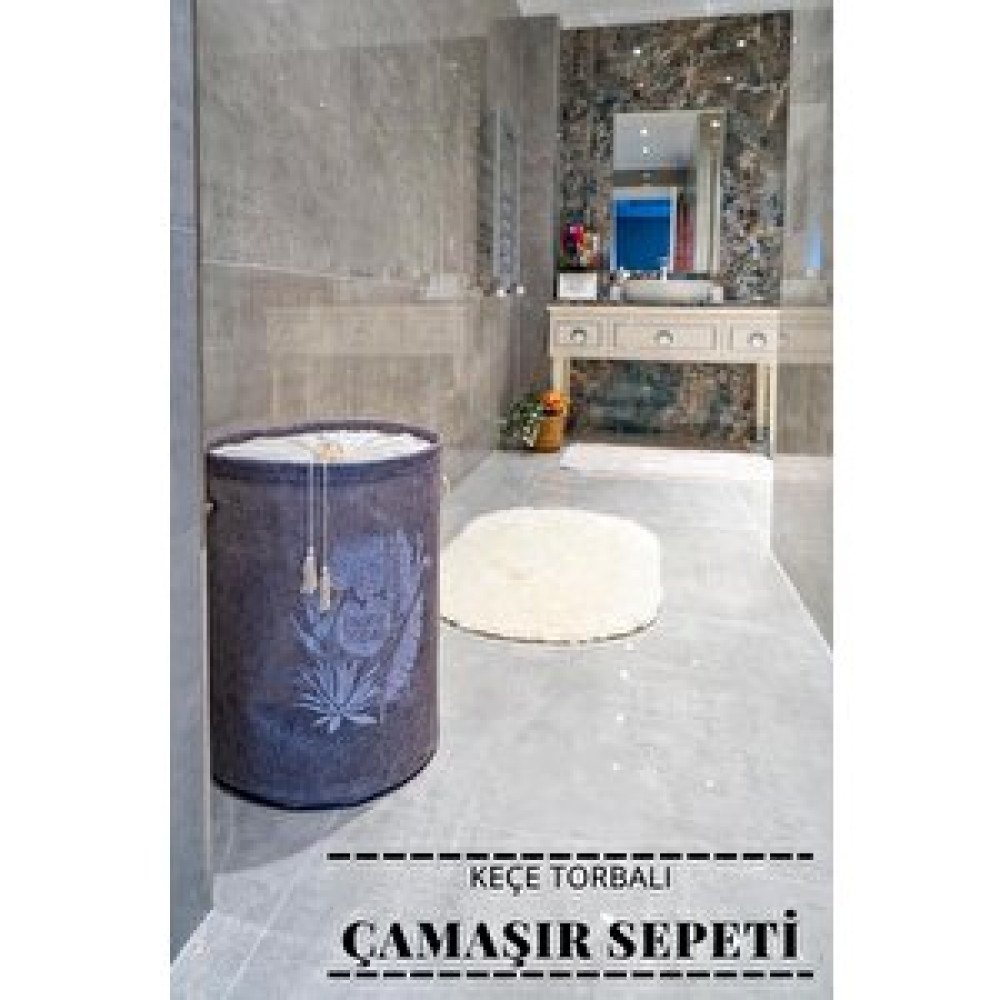Digithome Keçe Torbalı Çamaşır Sepeti 50x35x35 Cm - Gri Çamaşır Sepeti Fiyatı