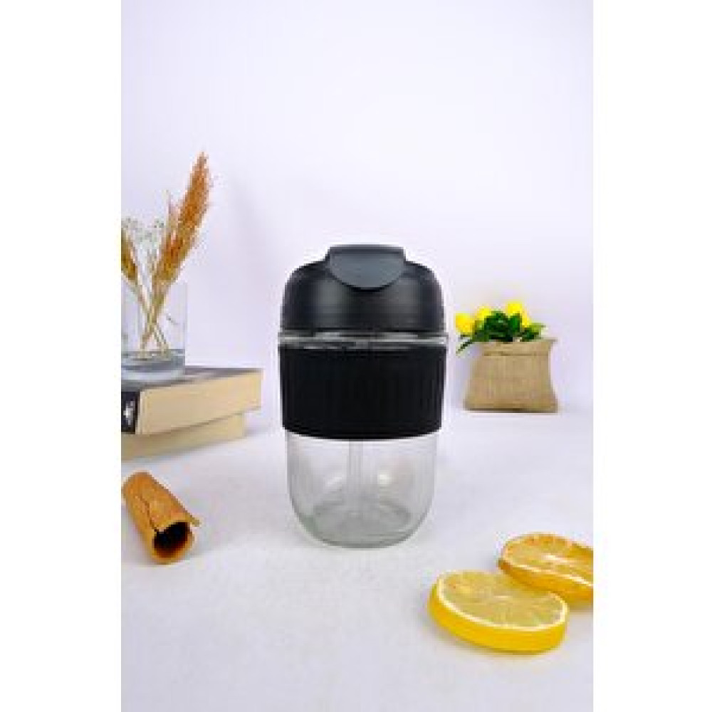 Digithome Sızdırmaz Kapaklı Pipetli Cam Kupa Bardak Matara 380 Cc Siyah - H2o88381 C1-1-18 Matara Fiyatı