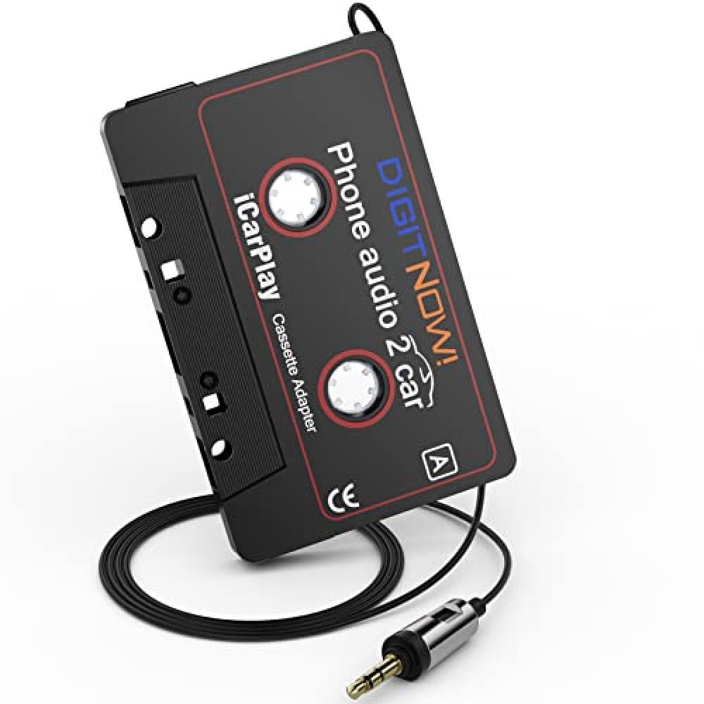 DIGITNOW Car Audio Cassette to Aux Adapter, 3.5MM Aux Audio Cable Tape Player for Smartphone/MP3 Player/CD Player, 3.7Ft Cable(Black)