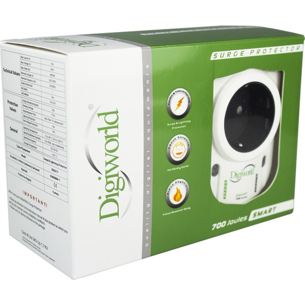 Digiworld Smart Akım Korumalı Priz Tekli 250V TV Aksesuarları Fiyatı