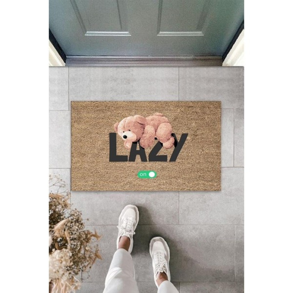 Diji Baby Bej Kapı Önü Paspası Lazy Ayıcık Desen K-3352 - 45 x 70 cm - Renkli Paspas Fiyatı