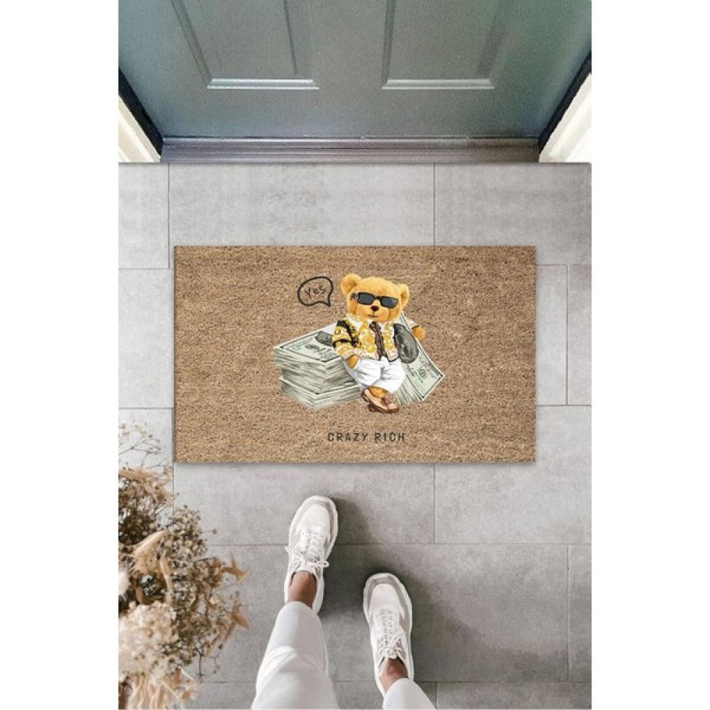 Diji Baby Dijital Crayz Rich Ayıcık Bej Kapı Paspası Dış Mekan Paspas K-3182 - 45 x 70 cm - Renkli Paspas Fiyatı