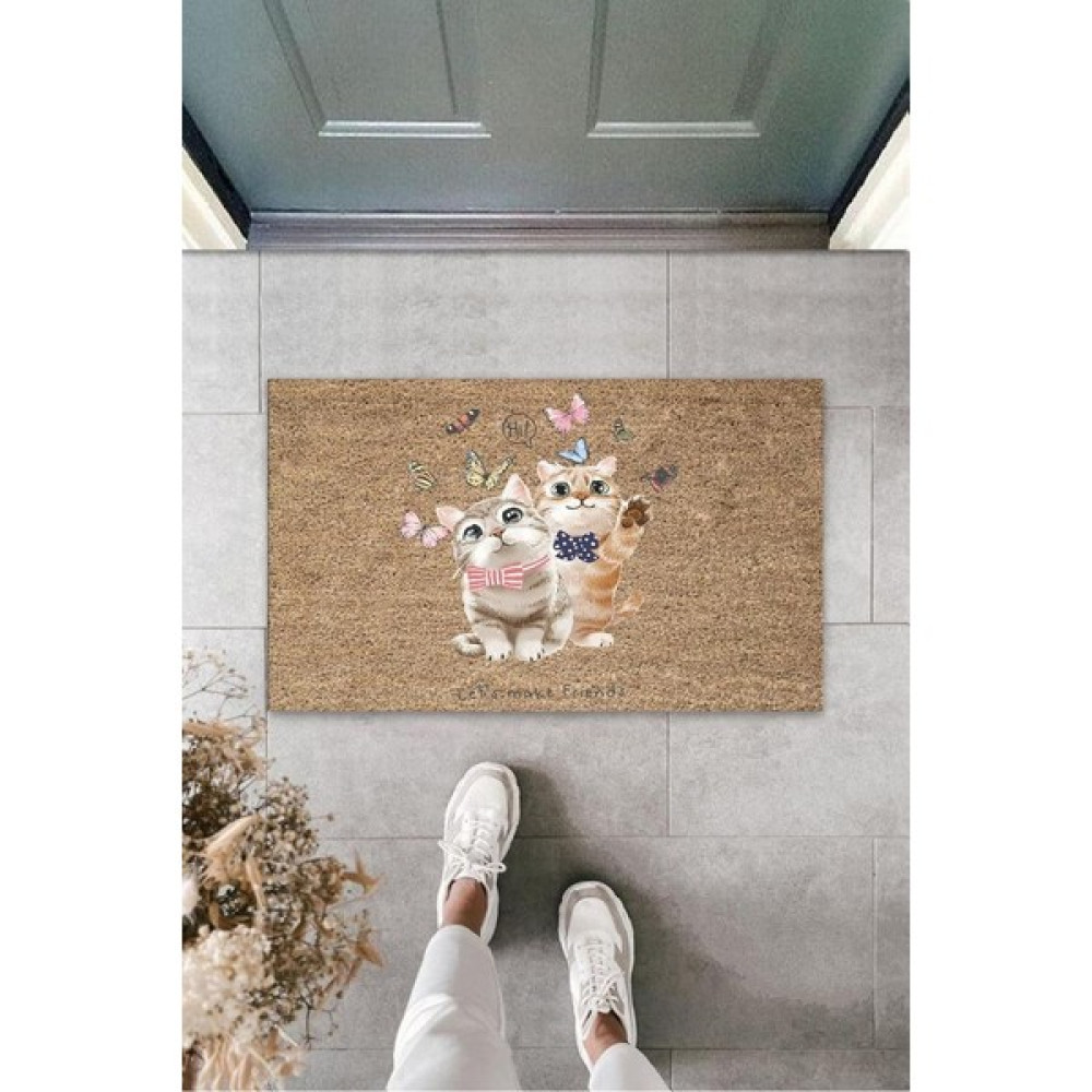 Diji Baby Dijital Hi 'li Kedicik Bej Kapı Paspası Dış Mekan Paspas K-3186 - 45 x 70 cm - Renkli Paspas Fiyatı