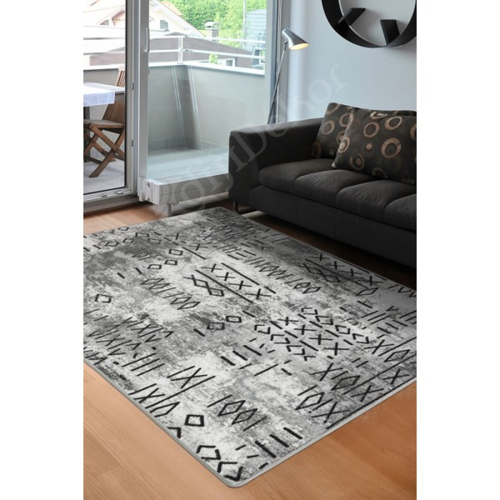 Diji Dekor Delüxe Iskandinav Gri Saçaksız Deri Taban Yeni Model Salon Halısı - 40 x 60 cm Salon Halısı Fiyatı