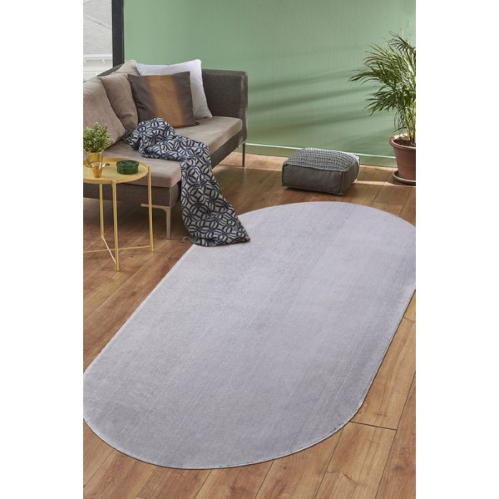Diji Dekor Dijidekor Açık Gri Oval Post Dokuma Halı Peluş Yumuşacık Kaymaz Antibakteriyel 40X60 - 40 x 60 cm Salon Halısı Fiyatı