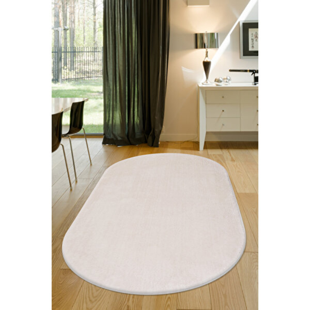 Diji Dekor Dijidekor Açık Vizon-Krem Oval Post Dokuma Halı Peluş Yumuşacık Kaymaz Antibakteriyel 40X60 - 40 x 60 cm - Vizon Salon Halısı Fiyatı