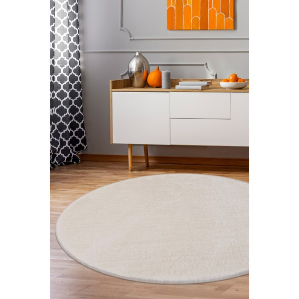 Diji Dekor Dijidekor Açık Vizon-Krem Yuvarlak Post Dokuma Halı Peluş Yumuşacık Kaymaz Antibakteriyel 80X80 - 80 x 80 cm - Vizon Salon Halısı Fiyatı