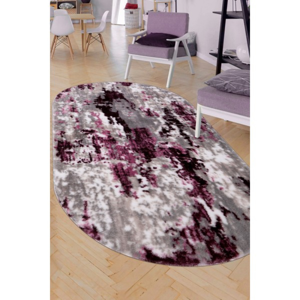 Diji Dekor Dijidekor Algro Gri Mürdüm Oval Post Halı Peluş Yumuşacık Kaymaz Antibakteriyel 40X60 - 40 x 60 cm Salon Halısı Fiyatı
