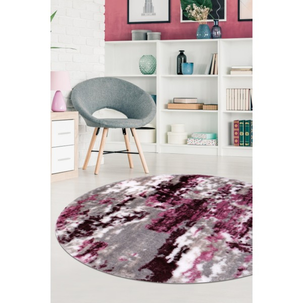 Diji Dekor Dijidekor Algro Gri Mürdüm Yuvarlak Post Halı Peluş Yumuşacık Kaymaz Antibakteriyel 80X80 - 80 x 80 cm Salon Halısı Fiyatı