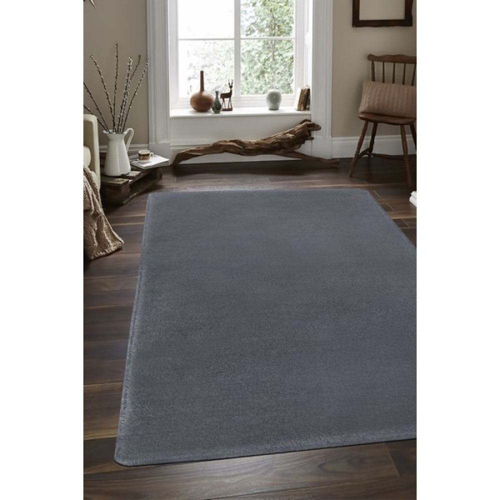 Diji Dekor Dijidekor Koyu Gri Post Dokuma Halı Peluş Yumuşacık Kaymaz Antibakteriyel 100X200 - 100 x 200 cm Salon Halısı Fiyatı