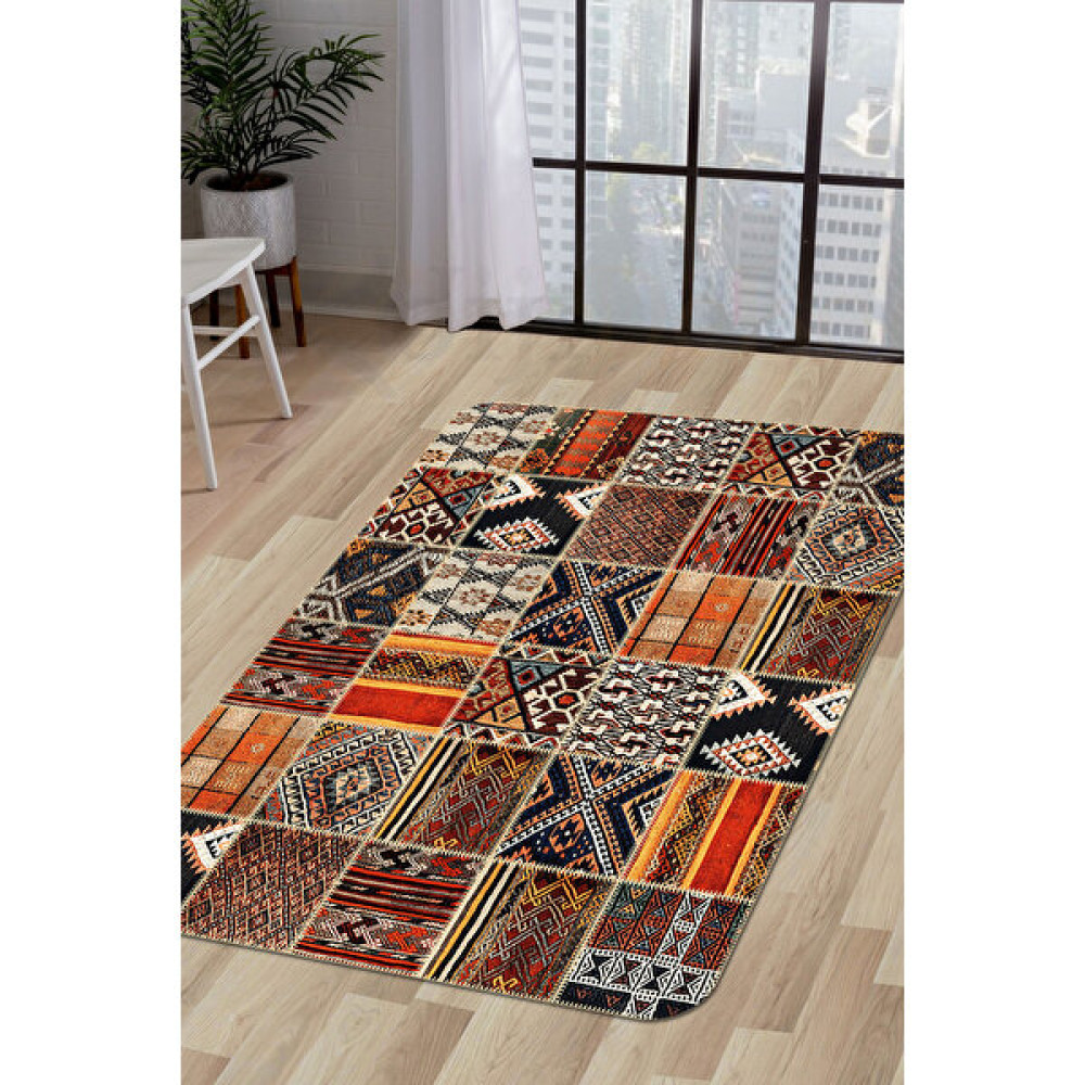 Diji Dekor K1300 Patchwork Saçaksız Dijital Halı Kaymaz Yıkanabilir Oda Mutfak Koridor Salon Halısı - 40 x 60 cm - Renkli Salon Halısı Fiyatı