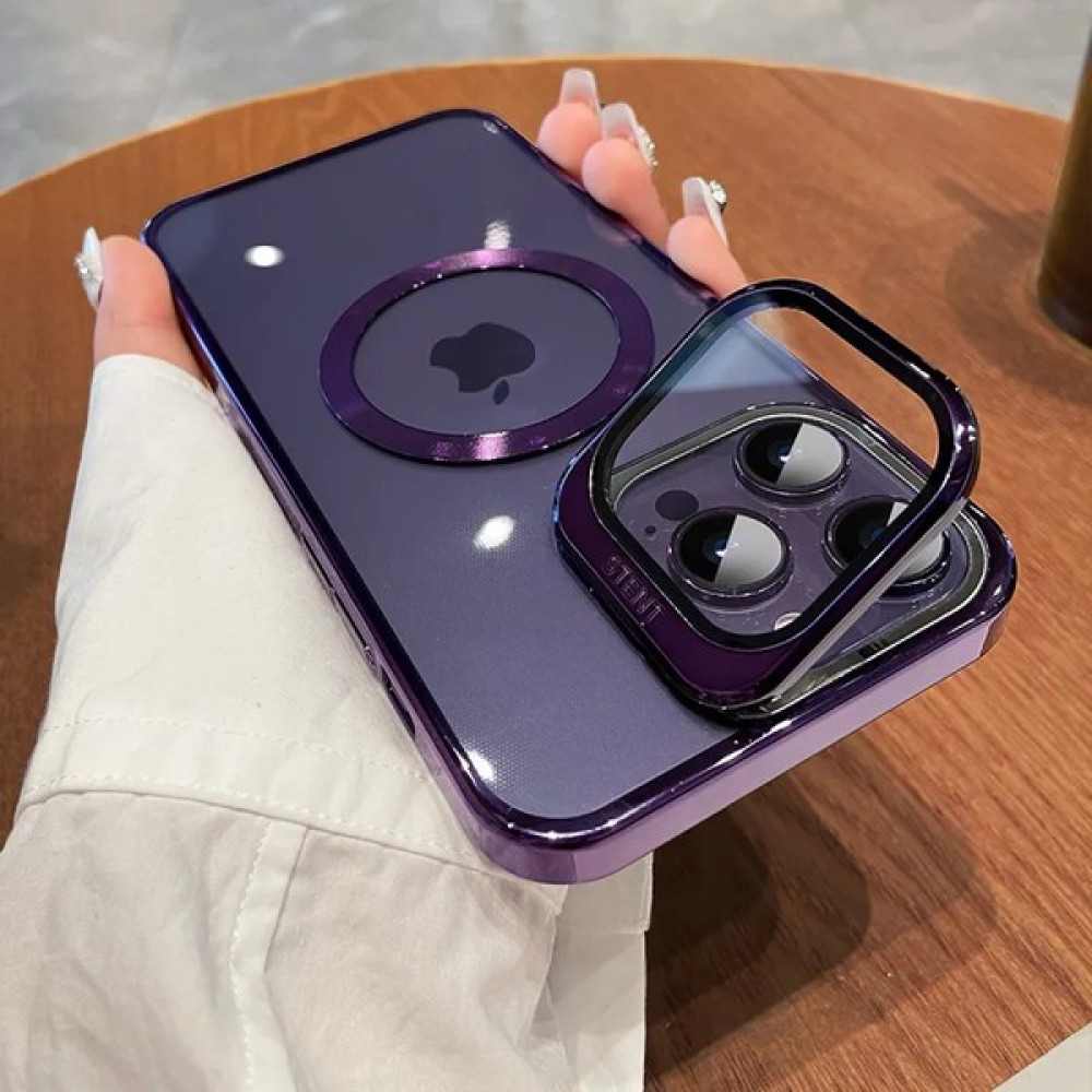 Dijimedia Apple iPhone 14 Pro Max Kılıf Kamera Korumalı Magsafe Özellikli Standlı Klon Kapak Mor Cep Telefonu Kılıfı Fiyatı