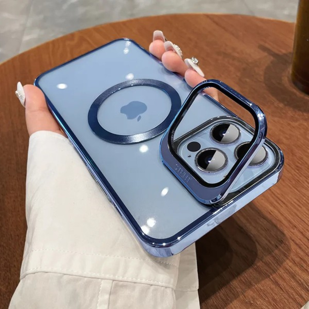 Dijimedia Apple iPhone 15 Kılıf Kamera Korumalı Magsafe Özellikli Standlı Klon Kapak Mavi Cep Telefonu Kılıfı Fiyatı