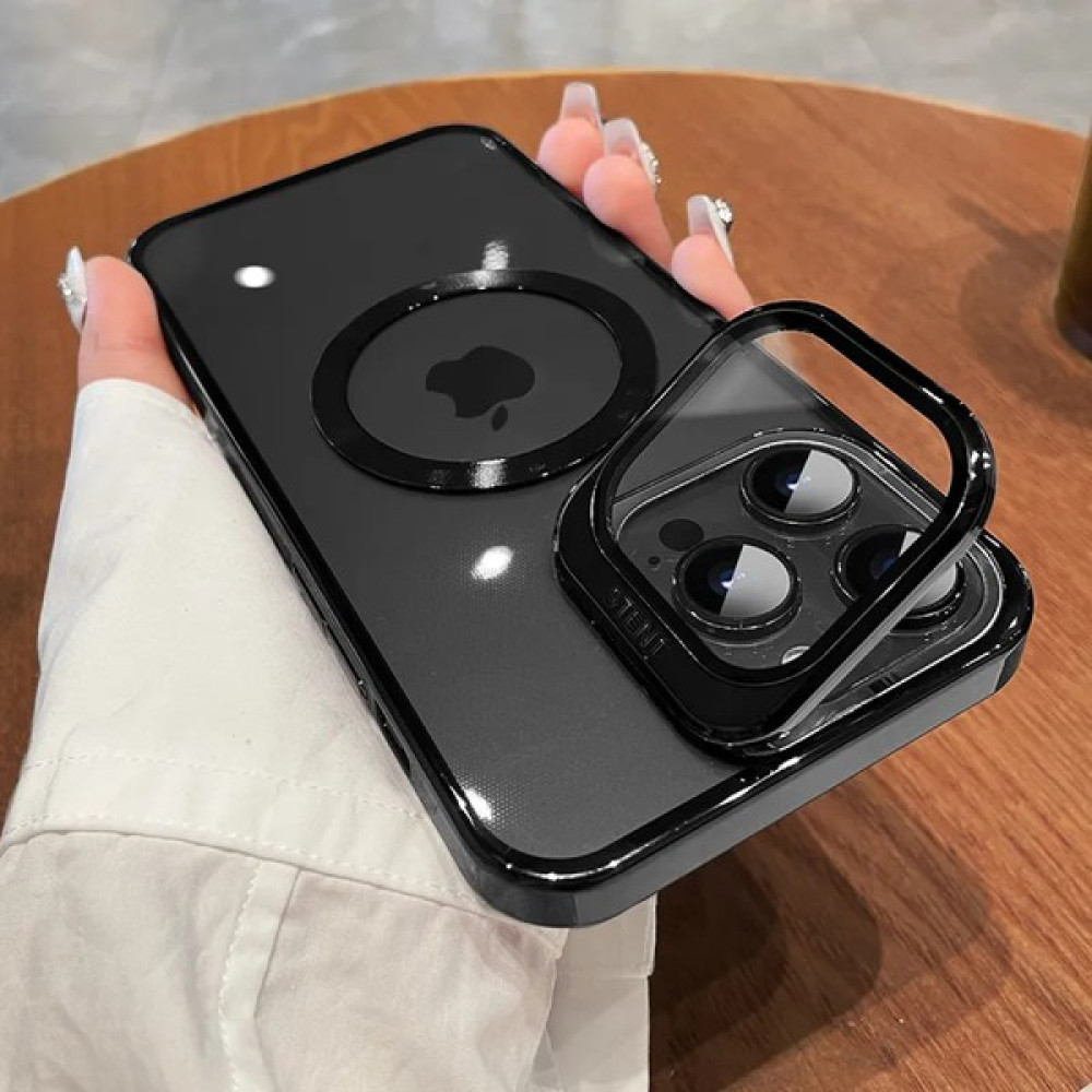 Dijimedia Apple iPhone 15 Pro Max Kılıf Kamera Korumalı Magsafe Özellikli Standlı Klon Kapak Siyah Cep Telefonu Kılıfı Fiyatı
