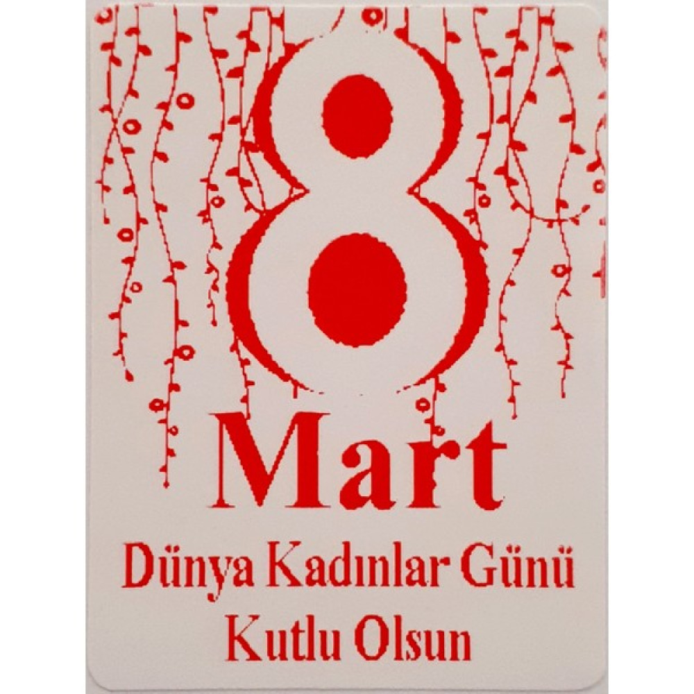 Dijital Barkod 8 Mart Kadınlar Günü Etiketi - 8 Mart Sticker Yapışkanlı Kırmızı 30X40MM 100 Adet Etiket Fiyatı