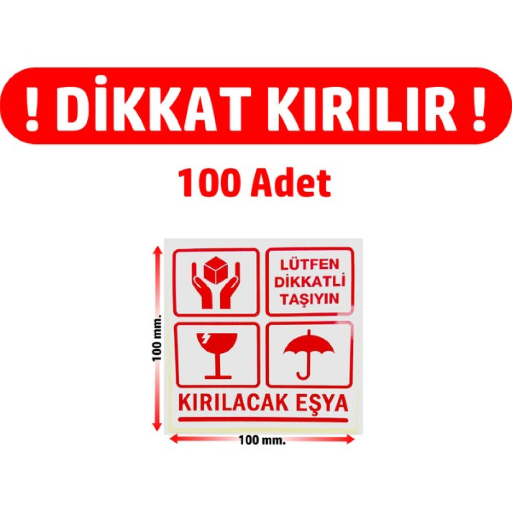 Dijital Barkod Dikkat Kırılır. Fragile. Uyarı Etiketi Dikkat Kırılacak Eşya 100 ADET-100MM.X100MM. Barkod Okuyucular Fiyatı