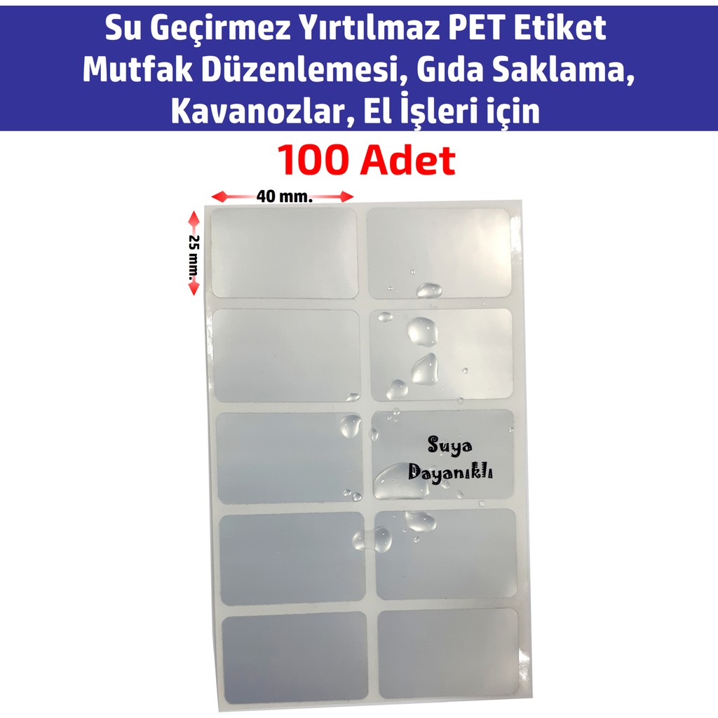 Dijital Barkod Su Geçirmez Yırtılmaz Pet Etiket Mutfak Düzenlemesi, Gıda Saklama, Kavanozlar, El Işleri Için 100 Adet Diğer Fiyatı